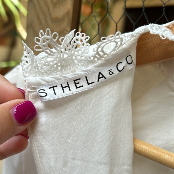 Sthela & Co White Embroidered Eyelet Lace Cut Out Short Sleeve Maxi Dress - Picture 14 of 14